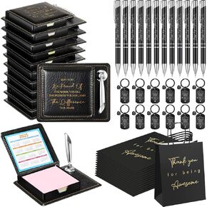 12 مجموعة موظف تقدير هدايا هدايا ملهمة بالهدايا حقبة هدايا PU PU Leather Notepad With Holder Holder Team Keychain Ballpoint Pen Gifts للموظفين (Team) (Team)