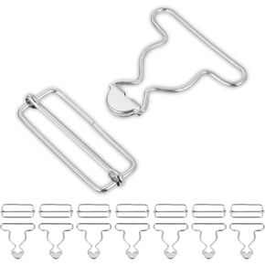 Sibba 8 Pack Metal Buckles الشوكي الشوكي مع مستطيل مستطيل القابل للتعديل مشبك السراويل المريلة السراويل البديل استبدال مقاطع زراعة الزر لا SEW لزيرة الجينز القماش