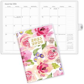 A5 Floral Monthly Planner 2025-2026, 2 Year Monthly Calendar (January 2025 Until December 2026), 5.9'' x 8.4'', calendar 2025 planner with PVC Cover, Perfect for Office, School Organizing Planning