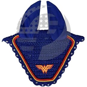Wonder Woman Super Hero Horse Bonnet Fly Veil Crochet Crochet Eversira Full/Cob/Pony (Full)