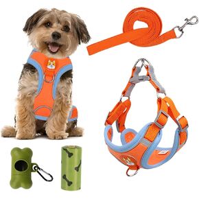 Dog Harness for Large Dogs - Lightweight and Breathable, Reflective and Adjustable, Ability to Hang Anti Loss Tags,Dog Harness and Leash Set for Large Dogs(Blue,L)