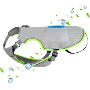 Mora Pets Dog Cooling Vest with Ice Packs Cooling Vest for Dogs Evaporation Summer Dog Harness Adjustable Pet Cooling Shirt with D Ring for Large Medium Small Dogs Grey S