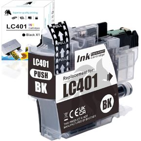 5-Pack Compatible LC401 Ink Cartridges Replacement for Brother LC401 XL BK/C/M/Y for Brother Printer MFC-J1010DW MFC-J1012DW MFC-J1170DW MFC-J1800DW (2 Black, 1 Cyan, 1 Magenta, 1 Yellow)