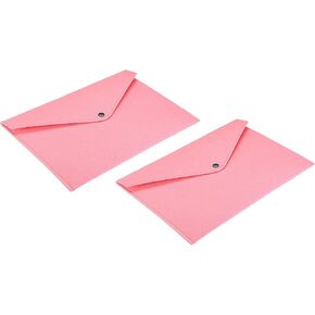 Yokive 2 Pack Felt Feltbers ، A4 Button Closure Document Bag | حقيبة تخزين ملفات Envelope ، رائعة للقرطاسية المكتبية (الوردي)