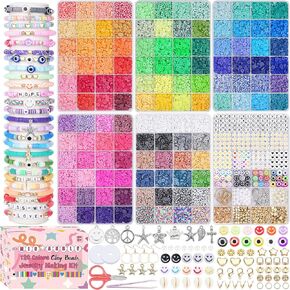 سوار الصداقة Make Kit 6 Box 120 Colors Clay Beads Heishi Beads Jewelry Making Kit Beads Charms Pearl Cut