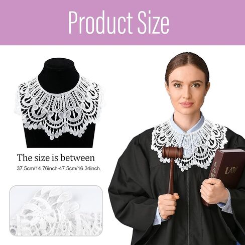 6 Pieces Lace Collar Women White Hollow Out Flower Lace Fabric Collar Clothes Trim Embroidered Applique Neckline for Women Costume Sewing Supplies DIY Wedding Dress Accessory Halloween Cosplay in Saudi Arabia