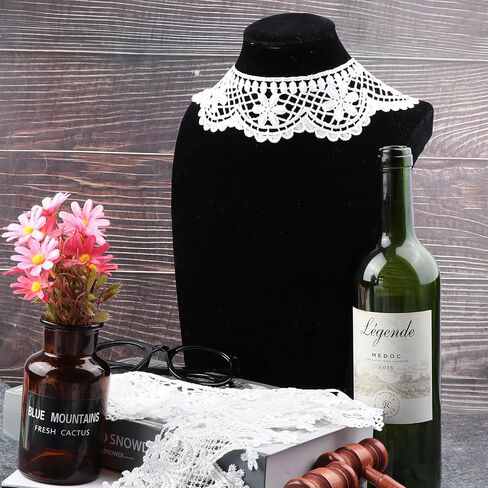 6 Pieces Lace Collar Women White Hollow Out Flower Lace Fabric Collar Clothes Trim Embroidered Applique Neckline for Women Costume Sewing Supplies DIY Wedding Dress Accessory Halloween Cosplay in Saudi Arabia