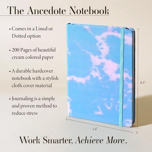ANECDOTE. Hardcover Dotted Journal with Thick 100 gsm Paper A5 size (8.3 inches x 5.4 inches) - Daily Writing Notebook for Travel, School and Office Use - Diary Journal for Women and Men - Dutch Blue in Saudi Arabia