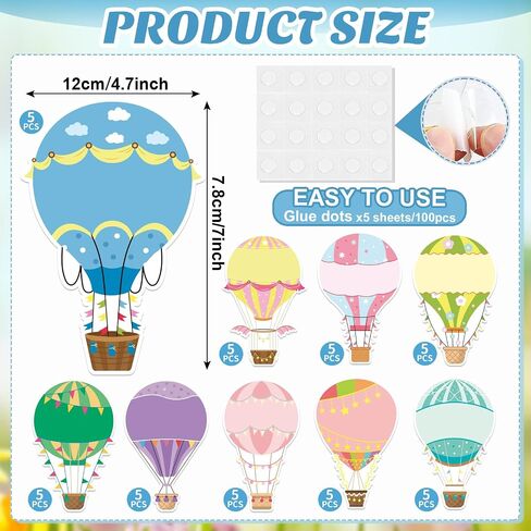 45pcs البالونات الساخنة للهواء الساخن علامات الاسم البالون الملونة العلامات الملصق in Kuwait