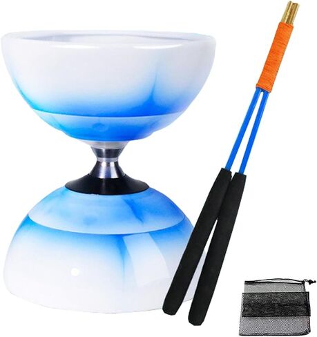 Chinese Yoyo Diabolo Set - Triple Bearing Diabolo Juggling Toy with Diablo Sticks, String & Net Bag (Blue) in Saudi Arabia