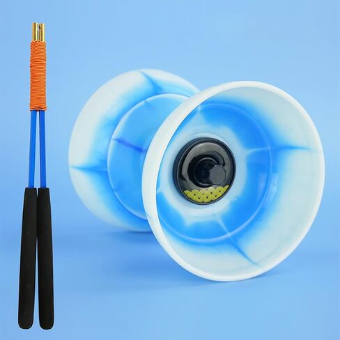 Chinese Yoyo Diabolo Set - Triple Bearing Diabolo Juggling Toy with Diablo Sticks, String & Net Bag (Blue) in Saudi Arabia