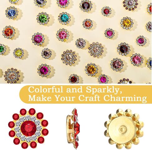 Juome 100 Pcs Mixed Colors Sew on Rhinestones for Hats - Flower Shape Bedazzling Flatback Rhinestones for Crafting, Crystal Glass Rhinestones for Clothes Shoes Caps Bags Crafts Sewing Accessories in Kuwait