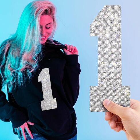 Weekgrat 8 بوصة 2 PCS عدد لا راينستون عدد كبير من الحديد اللاصق على ملصقات رقم bling باقت رقائق رقائق الشارات رقم الكريستال ل DIY جيرسي سترة سترة الديكور (1) in Kuwait