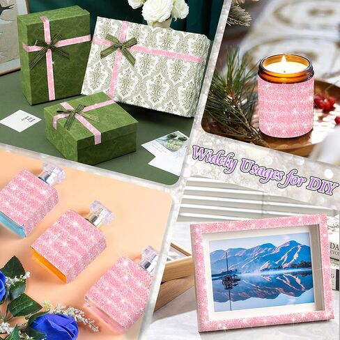 FULZTEY Bling Crystal Rhinestone Ribbons,Pink AB Diamond Strips for DIY Crafts,1 CM Wide Rhinestone Tape Stickers,4 Yards Bling Rhinestone Strips Adhesive for Clothes Wedding Parties Decoration in Kuwait