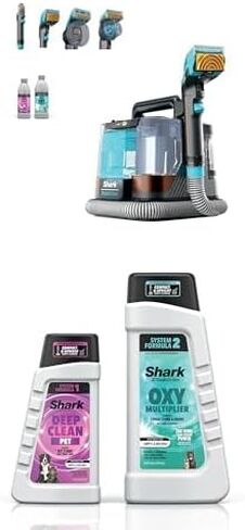 Shark PX251 StainStriker HairPro Pet, Portable Spot, Stain, & Odor Eliminator, Accessories and Cleaning Solutions + StainStriker Pet Bundle (32oz OXY Multiplier formula & 16oz Deep Clean Pet formula) in Saudi Arabia