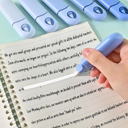 Temiary 12Pcs Cute White Out Correction Tape, Easy to Use Whiteout Correction Pens, 1/5 x 236in Smooth Writing & Aesthetic Office School Supplies (Blue) in Kuwait