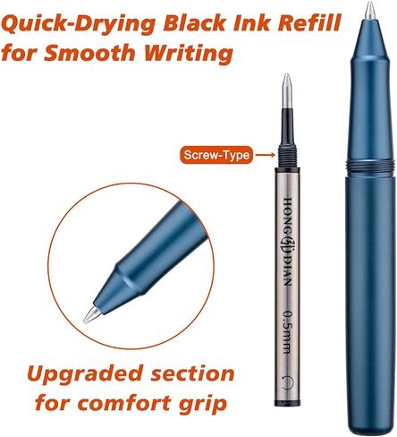 Hongdian M2 Black Forest Mini Rollerball Pen, Fine Point 0.5mm, Sleek Aluminium Pocket Pen with Black Ink Refill, Ideal for Travel & Signature (Midnight Blue) in Kuwait