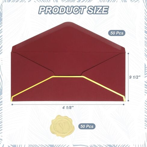PATIKIL 4 1/8 x 9 1/2 Inch Envelopes with Gold Border, 50 Pack V Flap Invitation Business Mailing Envelopes with Gold Stickers for Office Wedding Cards Gift Photos Graduation, Blue in Saudi Arabia