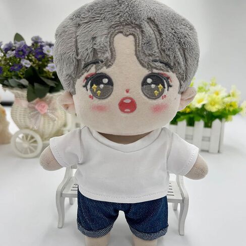 Niannyyhouse 10cm 15cm 20cm دمية أفخم ملابس سروال صلبة تقلب فوق الجينز ناعم محشوة بلوش لباس ملحقات (B2 ، 15 سم) in Kuwait