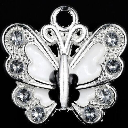 Rubyca Silver Butterflate Butterfly Charm Beads Fendants for Jewelry Making DIY 28pcs Mix in Kuwait