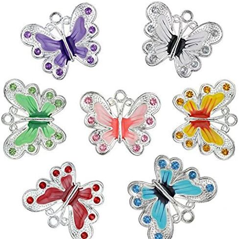 Rubyca Silver Butterflate Butterfly Charm Beads Fendants for Jewelry Making DIY 28pcs Mix in Kuwait