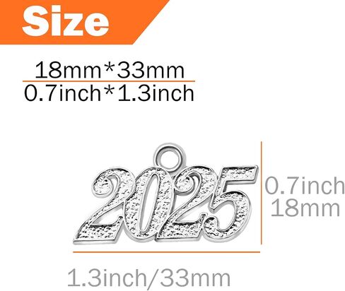 2025 Gold Plated Charm for Graduation Tassel, Decorative Number Pendant in Saudi Arabia