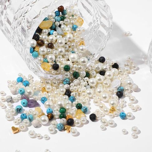 2100Pcs Jewelry Making Kits for Adults Women with Pearl Beads Crystal Beads Shell & Turquoise, 20 Colors beads with Gold Beads Beading Kit for Bracelets, Necklace, Ring DIY Crafts Jewelry Making Kit in Kuwait