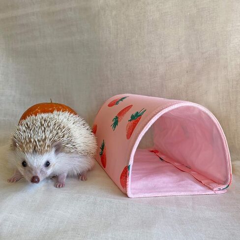 Handmade Small Animal Tunnel Sleeping Hideout Cave Nest with Canvas for Hedgehog Guinea Pig Hamster Rat Ferret Hamster Squirrel and Other Small Animal Beds (Strawberry) in Kuwait