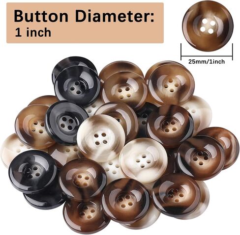30 PCS Resin Sewing Buttons, 25mm/1 inch Round Bulk Buttons for Sewing, with 5 Matte Pattern Size 4 Holes, for Sewing DIY Crafts, Manual Button Painting, Handmade Repair Cloth in Saudi Arabia