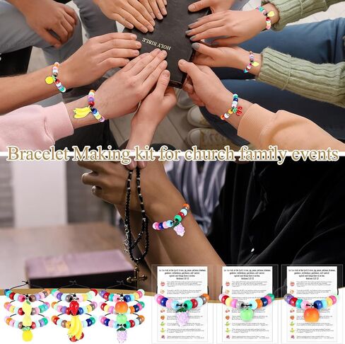 18 Set DIY Religious Spirit Bead Bracelets Gift Bulk Christian Cards Bracelets Craft Kit with Motivational Wristband Faith Holy Week Gifts for Church Sunday School Mother's Day(Stone) in Saudi Arabia