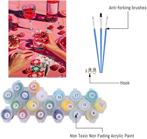 mjcakrn Paint by Number Kits for Adults Beginners, Easy Acrylic Simple Adults Paint by Number Kits, DIY Watercolor Paint by Numbers Kits on Canvas Without Frame for Home Wall Decor 16x20inch in Kuwait
