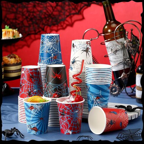 100 Pcs 9 oz Spider Disposable Paper Cups Spider Party Supplies Bulk Party Disposable Coffee Cups for Tea Beverage Hot Cold Drinking Holiday Picnic Cocktail Wedding Home Offices in Kuwait