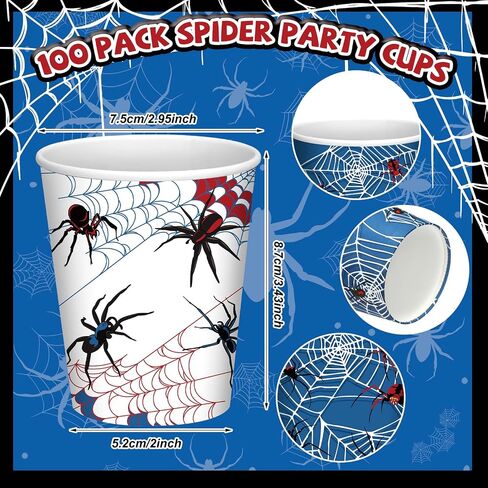 100 Pcs 9 oz Spider Disposable Paper Cups Spider Party Supplies Bulk Party Disposable Coffee Cups for Tea Beverage Hot Cold Drinking Holiday Picnic Cocktail Wedding Home Offices in Kuwait