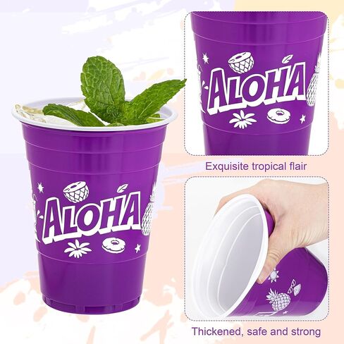 60 Pieces Tropical Party Cups 16 Oz Hawaiian Luau Decorations Disposable Tiki Coconut Beach Cups for Moana Birthday Decor Supplies in Kuwait