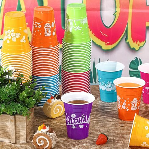 60 Pieces Tropical Party Cups 16 Oz Hawaiian Luau Decorations Disposable Tiki Coconut Beach Cups for Moana Birthday Decor Supplies in Kuwait