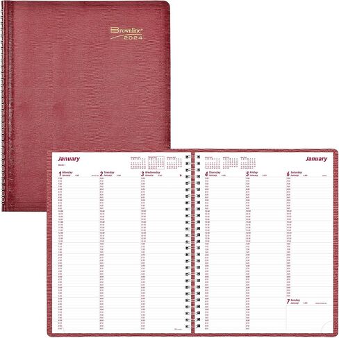 Brownline® 2025 Essential Weekly Planner, Appointment Book, 12 Months, January to December, Twin-Wire Binding, 11" x 8.5", Red (CB950.RED-25) in Saudi Arabia