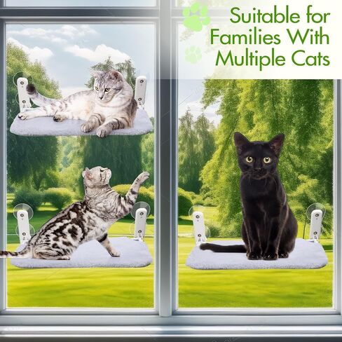 Geelin 3 Pack Cat Window Perch Seat Cordless with 4 Suction Cups, Reversible Cover, Foldable Cat Hammock Bed Window Ledge Shelf for Indoor Inside Large Kittens (Grey) in Saudi Arabia