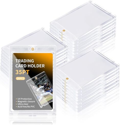 8 Pack - Magnetic Card Holder, 35PT Magnetic Trading Card Holder, Baseball Card Holder, Hard Acrylic Card Cases, Card Protector for Game Baseball Football Soccer Sports Card, Fit for Standard Card in Saudi Arabia