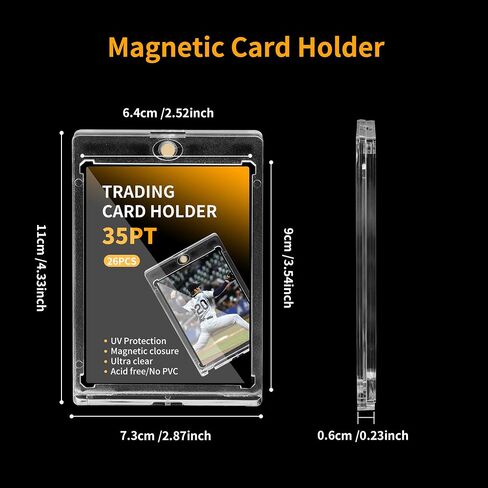 8 Pack - Magnetic Card Holder, 35PT Magnetic Trading Card Holder, Baseball Card Holder, Hard Acrylic Card Cases, Card Protector for Game Baseball Football Soccer Sports Card, Fit for Standard Card in Saudi Arabia