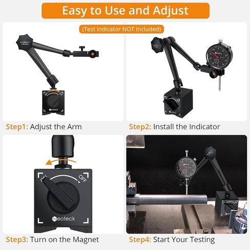 Neoteck 132lbs/60kg Max Pull Steel Magnetic Base for Digital Dial Indicator with 3/8 inch (9.52mm) Clamping Hole Adjustable Test Indicator Holder Weighs 671g Widely Used in 3D Printer and Lathe in Kuwait