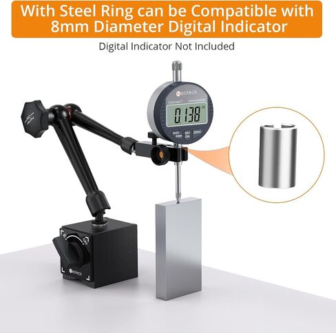 Neoteck 132lbs/60kg Max Pull Steel Magnetic Base for Digital Dial Indicator with 3/8 inch (9.52mm) Clamping Hole Adjustable Test Indicator Holder Weighs 671g Widely Used in 3D Printer and Lathe in Kuwait