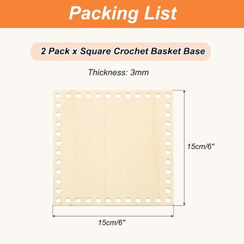 PATIKIL 8 x 8 Inch Crochet Basket Base, 2 Pcs Basket Bottoms Square Wood Base Shaper Bag Making Supplies Weaving Knitting Kit for Crochet Shoulder Bag Handbag Purse Craft in Kuwait