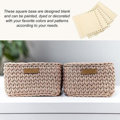 PATIKIL 8 x 8 Inch Crochet Basket Base, 2 Pcs Basket Bottoms Square Wood Base Shaper Bag Making Supplies Weaving Knitting Kit for Crochet Shoulder Bag Handbag Purse Craft in Kuwait