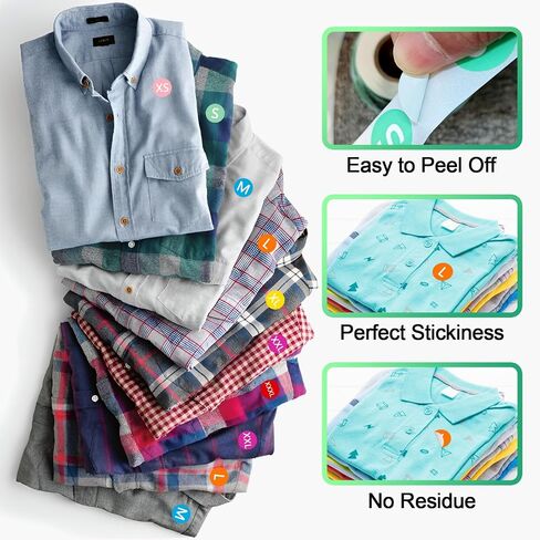 3500 Clothing Size Stickers, 7/8 Inch Round Self-Adhesive Size Sticker Labels, Colored Stickers with White Text, 7 Rolls, 7 Sizes XS, S, M, L, XL, XXL, XXXL for Clothing T-Shirt Retail in Kuwait