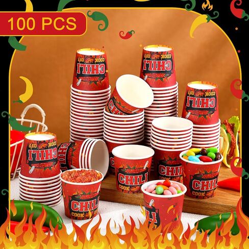 300 Pcs Chili Cook off Tasting Cups 2 oz Paper Cups Chili Cook off Portion Cups Disposable Food Sample Cups for Chili Cook off Competition Mexican Party Cooking Supplies in Saudi Arabia