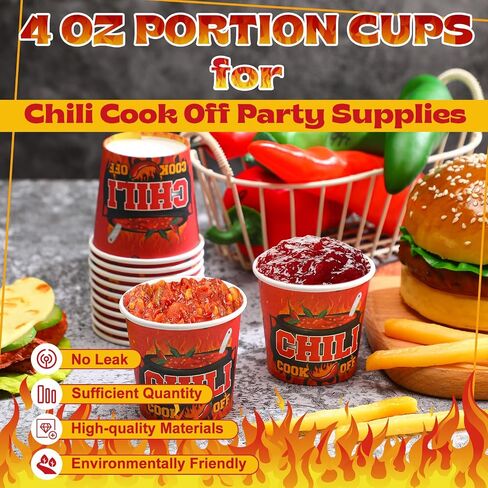 300 Pcs Chili Cook off Tasting Cups 2 oz Paper Cups Chili Cook off Portion Cups Disposable Food Sample Cups for Chili Cook off Competition Mexican Party Cooking Supplies in Saudi Arabia