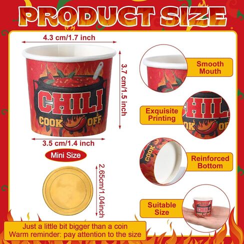 300 Pcs Chili Cook off Tasting Cups 2 oz Paper Cups Chili Cook off Portion Cups Disposable Food Sample Cups for Chili Cook off Competition Mexican Party Cooking Supplies in Saudi Arabia