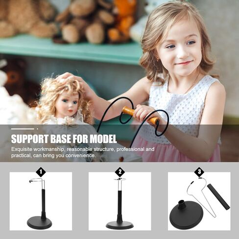 IMIKEYA Bear Doll Storage Shelves (2pcs), Plastic Toy Figures Stand for 16 Inch Dolls, Puppet, Woody, OMG Dolls, Stuffed Toys, Black in Kuwait