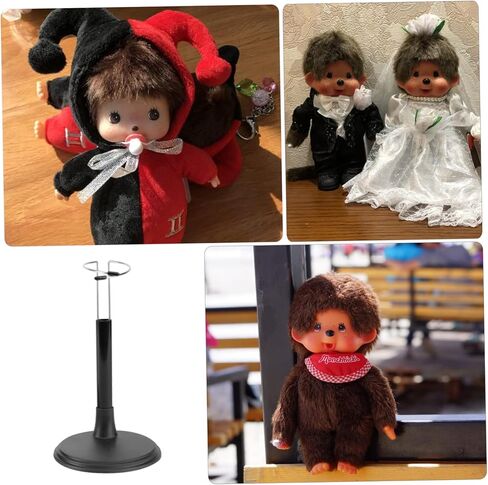 IMIKEYA Bear Doll Storage Shelves (2pcs), Plastic Toy Figures Stand for 16 Inch Dolls, Puppet, Woody, OMG Dolls, Stuffed Toys, Black in Kuwait
