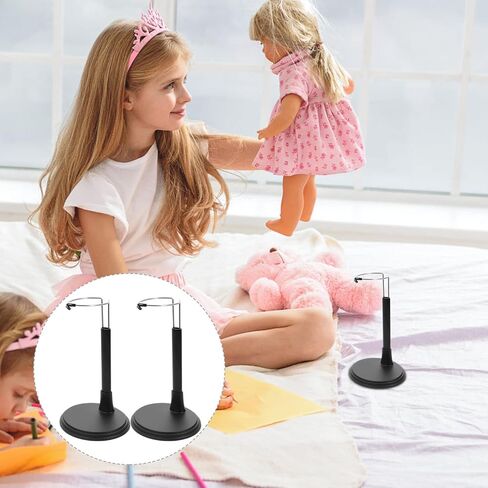 IMIKEYA Bear Doll Storage Shelves (2pcs), Plastic Toy Figures Stand for 16 Inch Dolls, Puppet, Woody, OMG Dolls, Stuffed Toys, Black in Kuwait